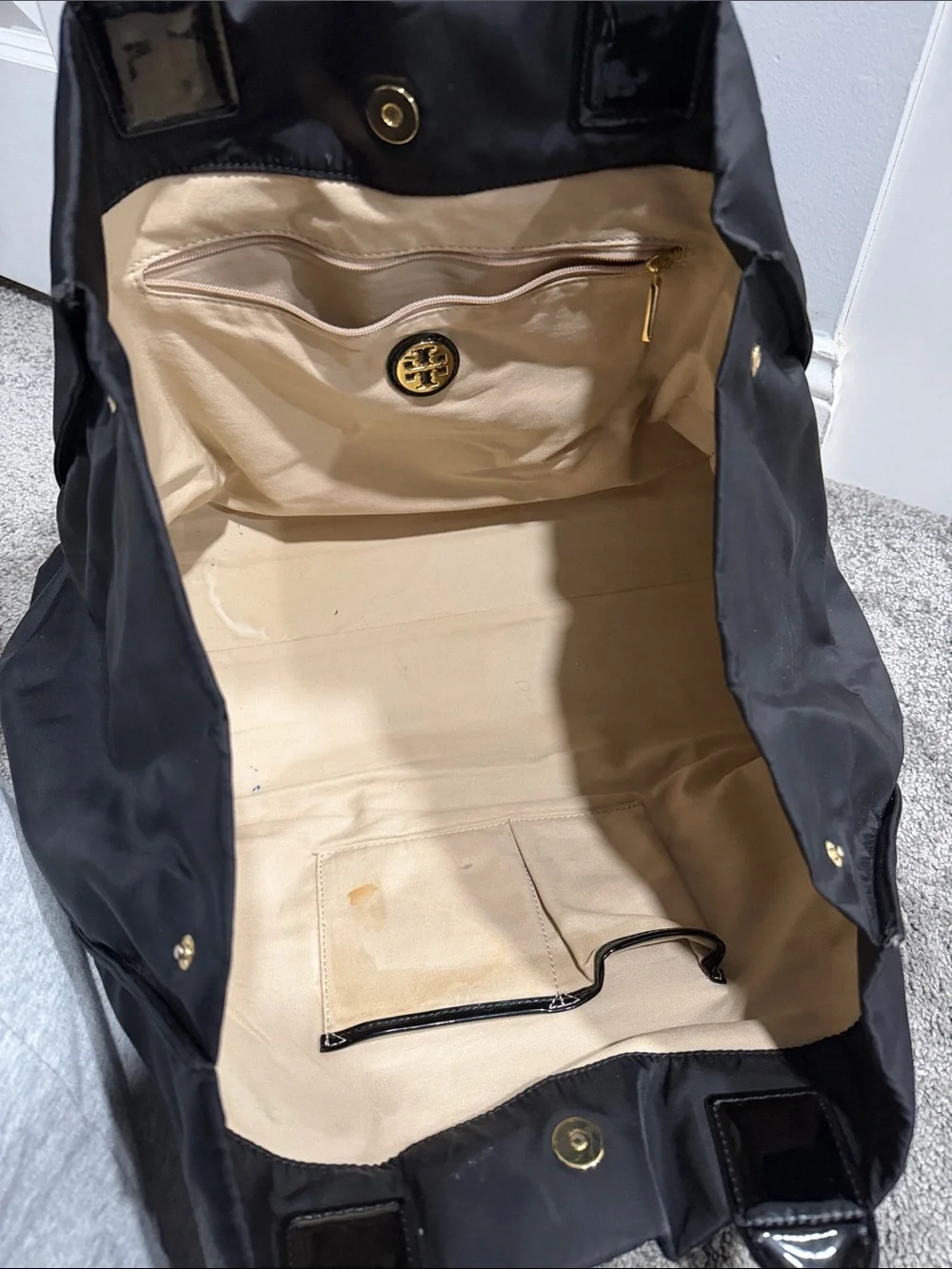 Tory Burch Black Nylon Logo Tote